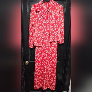 Vintage 1970’s Tanner Women's Floral Maxi Dress With Matching Coat Size 8